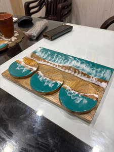 Planche à découper carrée moderne tendance de 10 mm d'épaisseur, écologique, en bois et résine, personnalisable, compatible lave-vaisselle, pour la cuisine - Product Image 6