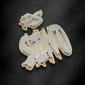 Pendentif personnalisé « SINO » en moissanite et diamants, collier hip-hop plaqué or, bijoux bling-bling, cadeau - Product Image 4