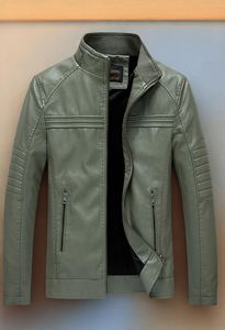 Chaqueta de Moto para Hombre de Cuero PU, Cuello Alto, Cierre de Cremallera, Color Sólido, Corte Ajustado, Manga Regular, Invierno, Logotipo Bordado en la Parte Delantera - Product Image 6