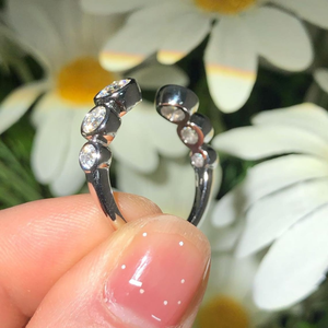 White Round Cut Bezel Set <b>Open</b> Gap Moissanite <b>Ring</b> White Gold Engagement <b>Ring</b> 10K Solid White Gold Six Stone Band <b>Ring</b> For Women - Product Image 6