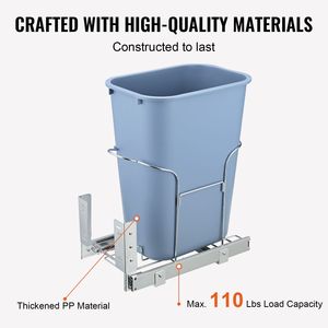 Contenitore per Rifiuti Estraibile da 35L con Maniglia, Montaggio Sottopensile, Capacità 110 Libbre, Kit di Montaggio a Porta per Uso Ufficio - Product Image 3