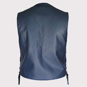 Men <b>Navy</b> Blue Genuine Leather Cruiser Vest Classic Modern Style <b>Waistcoat</b> <b>Navy</b> Blue Leather Cruiser Vest - Classic Style, Modern - Product Image 4