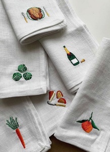 ผ้าเช็ดปากค็อกเทลปักลายแบบกำหนดเอง คุณภาพสูง ผลิตจากผ้าฝ้าย/ผ้าลินินเวียดนามแท้ สำหรับงานปาร์ตี้ งานแต่งงาน งานเย็บปักถักร้อย - Product Image 3