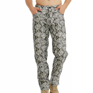 Pantalones de Cuero Transpirables de Color Sólido, Pantalones de Piel de Serpiente Genuina de Primera Calidad para Hombre - Product Image 5