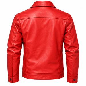 Chaqueta de Cuero Sintético para Hombre con Cierre de Cremallera, Estilo Motociclista Clásico Informal, Proveedor Mayorista - Product Image 4
