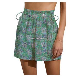 Shorts de yoga en coton fin imprimés à la main avec cordon de serrage pour femme – Shorts de week-end faits sur mesure avec cordon de serrage - Product Image 6