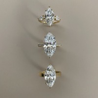 Bague de fiançailles VIBHINI en diamant taille marquise, plaqué or 14 carats, sertissage clos, bijoux fins de luxe pour femme