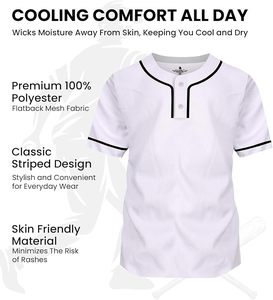 Maillot de baseball vierge, maillot de softball classique unisexe à deux boutons pour hommes et femmes, confortable pour une utilisation toute la journée - Product Image 2