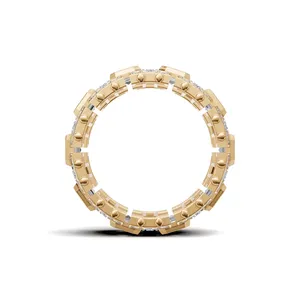 Anillo de Diamantes Titan Grid para Hombre en Oro Amarillo, Corte Redondo y Esmeralda, con Certificado IGI y Claridad VVS, para Venta al Por Mayor - Product Image 4