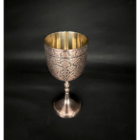 Calice de communion en cuivre et laiton antique, de luxe, en métal, fait main, d'inspiration médiévale, écologique, pour usage extérieur, cadeau, motif floral