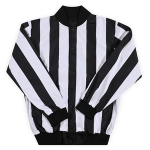 Camiseta de árbitro de baloncesto para hombre con cremallera de un cuarto, uniforme con rayas blancas y negras, cuello alto, jersey de árbitro para adulto - Product Image 1