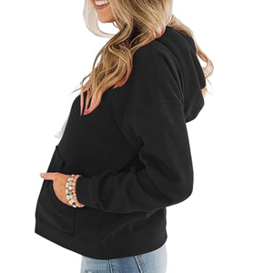Sweat-shirt à capuche unisexe noir, coupe classique, en molleton de coton, décontracté, pour l'automne, avec poches, tricoté, couleur unie, coupe oversize - Product Image 4
