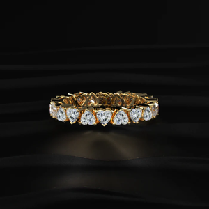 Bague d'éternité en diamant CVD cultivé en laboratoire en forme de cœur, or jaune 10/14/18 carats, luxe, tendance, festive, pour femme, D-E VVS-VS - Product Image 1