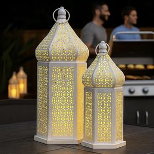 Décorations du Ramadan et de Noël 2026, lanternes en fer marocain blanches à bougies, en 2 tailles, pour la maison et les mariages - Product Image 3