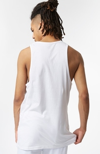 Camiseta sin mangas blanca para hombre con estampado, cuello redondo, informal, para verano, transpirable, de algodón tejido, ajustada - Product Image 5