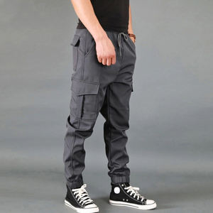 Custom logo Solid <b>Men</b> Cargo <b>Trousers</b> Pants Multi Pockets Cotton <b>Men</b> Cargo Pants Casual <b>Drawstring</b> Plus Size Pants for <b>Men</b> - Product Image 4