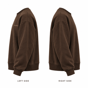Custom Unisex Chocolate <b>Brown</b> Oversized Crewneck Sweatshirt Vintage Washed Heavyweight <b>Fleece</b> Tonal 3D Embroidered Logo Private - Product Image 2
