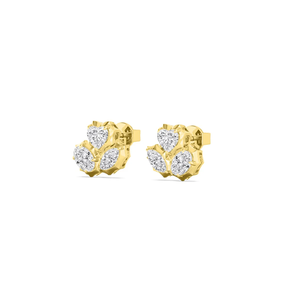 Heart Marquise Oval 1.90 CTW Lab Diamond Cluster Earrings, Georgian Cut <b>Down</b> Diamond Earrings Vintage Style Gold Bridal Earrings - Product Image 2