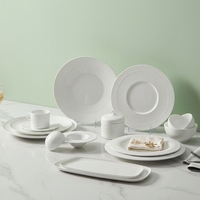Service de vaisselle en porcelaine blanche céladon ST – Assiettes et plats en céramique américaine polie pour le petit-déjeuner, les salades, l'hôtellerie et la restauration