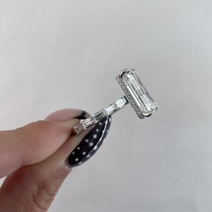 9.50 Carat Emerald Cut Yellow <b>Gold</b> Rhodium Plated Diamond Baguette Band <b>Ring</b> for Engagement & Anniversary - Product Image 4