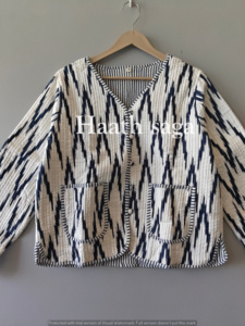 Floral Print Cotton Quilted <b>Jacket</b> - Hand Block Printed <b>Jacket</b> <b>For</b> <b>Women</b> - Product Image 2