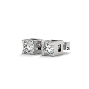White Gold Moissanite Earrings Round Cut <b>Stud</b> Ear Jewelry for Women Gift Party Wear - Product Image 2