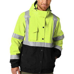 Chaqueta de Trabajo con Capucha Reflectante Personalizada, de Alta Visibilidad, Impermeable, Transpirable, con Luz LED Intermitente, para Guardias de Seguridad en Invierno - Product Image 5