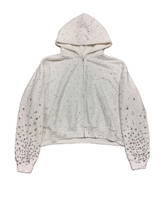 Personnalisation Hommes 100% Coton Strass Zip up Hoodies Full Rhinestones Zipper-Up Hommes Hoodies Personnalisation Design Logo - Product Image 3