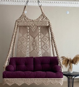 Macrame <b>Double</b> Swing,Macrame <b>Double</b> Garden Swing,Macrame <b>Hanging</b> Swing,Balcony Swing - Product Image 4