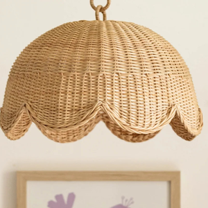 Cottagecore Style Wavy Rattan Lampshade French Country Pendant <b>Light</b> Cover Elegant Straw Woven Ceiling Hanging <b>Chandelier</b> - Product Image 4