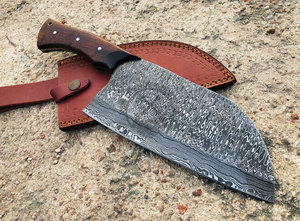 Custom Handmade Damascus Steel Serbian Cleaver Knife Rose Wood Handle Personalized Sharp 7" Blade Ambidextrous Multi-Purpose - Product Image 6