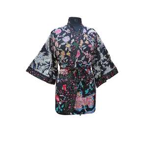 Vestido Kimono Corto de Playa para Mujer, 100% Algodón Puro, Estilo Boho Casual, con Estampado Floral, para Invierno - Product Image 3