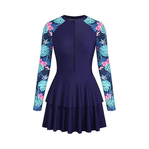 New Arrival Women's Burqini Rashguard UPF50+ Eco-Friendly Breathable Spandex/Polyester <b>Compression</b> <b>Shirt</b> Quick Dry Long Cropped - Product Image 2