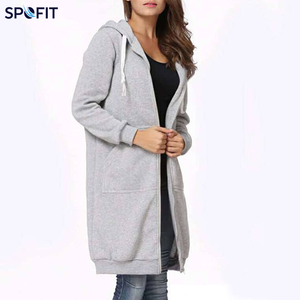 Wholesale SPOFIT 100% Cotton Eco-Friendly Breathable Anti-Wrinkle Knitted Lined Drop Shoulder Oversized <b>Long</b> <b>Hoodie</b> <b>Women</b> - Product Image 3