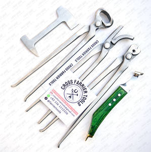 Kit de herramientas de pezuña de aseo profesional, cuchillo para pezuña, extractor de zapatos, pinza, Kit de herramientas de herrador de caballos equinos con maletín veterinario - Product Image 1