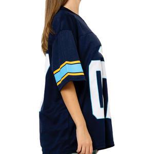 Camiseta Deportiva Unisex Estilo Streetwear de Fútbol Americano Azul y Negra, Holgada, Transpirable, de Poliéster, para Entrenamiento de Equipo, Personalizable, Estilo USA - Product Image 4