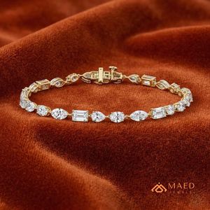 กำไลข้อมือเทนนิสทรงหลากหลายประดับมอสซาไนต์สีทองสำหรับผู้หญิง สร้อยข้อมือแฟชั่นสวยงาม เหมาะเป็นของขวัญวันครบรอบแต่งงาน สไตล์หรูหรา - Product Image 5