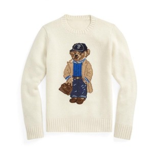 Maglione da Donna Crema con Ricamo Orso, Maniche Lunghe, Stile Preppy, Pullover Autunnale 100% Cotone Lavorato a Maglia - Product Image 5