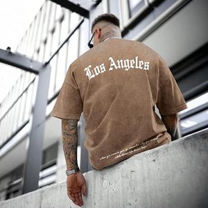 เสื้อยืดกราฟิกทรงโอเวอร์ไซส์สไตล์วินเทจลายกรดสำหรับผู้ชาย แนวสตรีทแวร์ลำลองจากลอสแอนเจลิส - Product Image 2