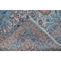 Tapis en laine noué à la main de qualité supérieure - Tapis persan traditionnel à poils ras bleu et ivoire pour salon, chambre et hôtel