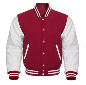 Nouvelles Vestes Homme 2025 Style Letterman Basketball Varsity en Laine et Cuir Blanc à Manches Longues, Col Montant, Style Urbain pour le Printemps - Product Image 1