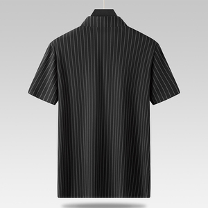 Men's Striped Short Sleeve Button <b>Down</b> Casual Shirt Woven Fabric Regular Fit - Product Image 2