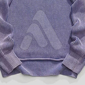 Pull décontracté surdimensionné pour homme en coton épais 100 % délavé à l'acide, tricot respirant pour l'hiver - Product Image 5