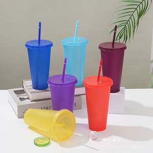 Vaso con Pajita de Gran Capacidad de 24 oz, Ligero, Duradero, Diseño Personalizado, Taza de Plástico con Tapa - Product Image 4