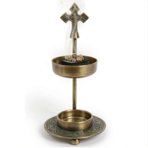 Porta Incienso de Latón Estilo Vintage para Meditación Espiritual - Product Image 1