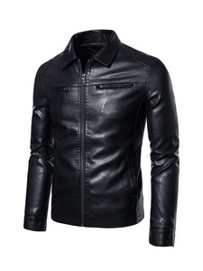 Veste en simili cuir sur mesure OEM, veste de moto pour homme, noire, Jaqueta De Couro Masculina, veste d'extérieur pour homme - Product Image 3