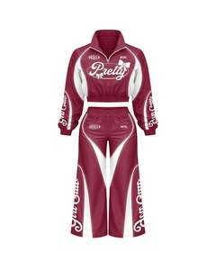 Ensemble de survêtement coupe-vent en nylon surdimensionné personnalisé de haute qualité, 2 pièces, décontracté et ample pour femmes - pour les sports d'automne - Product Image 6