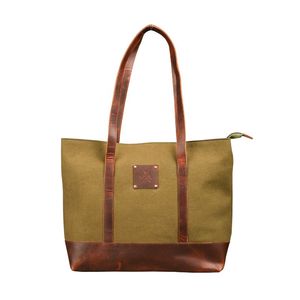 Vintage Leather Brown Tote Bag Retro Shoulder Handbag Zipper Closure Large Capacity for Travel Shopping and laptop bag - Product Image 3