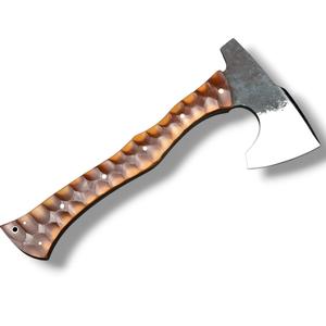 Hache à main en acier carbone forgé à la main, manche rainuré en bois de rose, outil de découpe pour camping, bushcraft et survie en extérieur, vente en gros B2B - Product Image 3