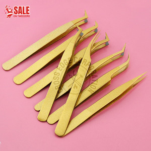 ชุดแหนบต่อขนตาปลอมแบบด้ามจับเพชรสีทองฉลากตามสั่ง - Product Image 1